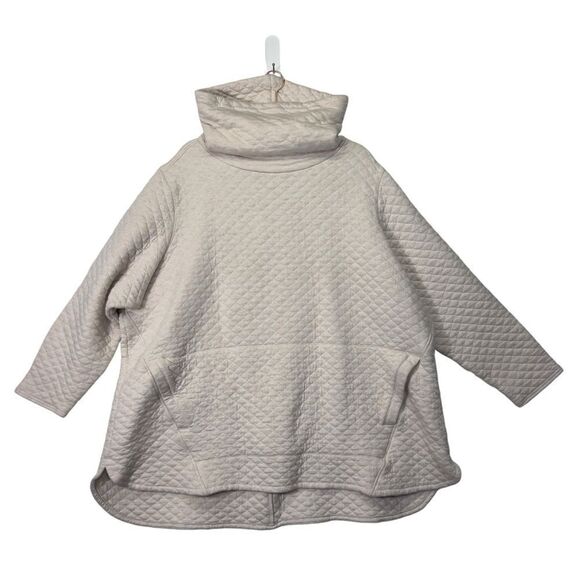3x Duluth Trading Women's Quilted Turtleneck Pullover Beige pink Kangaroo Pocket - Picture 1 of 14